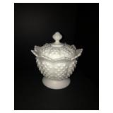 Fenton white hobnail 6in candy jar with lid