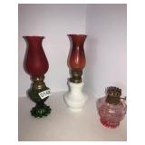 2 Hong Kong and flashed oil lamps 9.5in