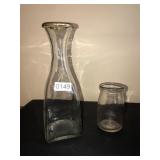 Corbett Canyon decanter and small dairy bottle