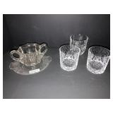 Woodford Reserve glasses, sugar, plate