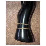 2 ankle bracelets marked 24K GB and 14KGF