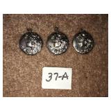 3 pendant lockets marked STG (Sterling Silver) JMF