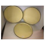 3 enamel yellow with black trim 14in trays