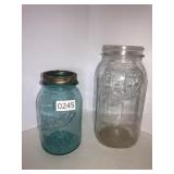 Green Ball quart and Ball half gallon jar