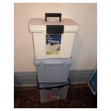 3 plastic filing boxes