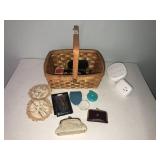 Basket with sewing misc and electrical plugs