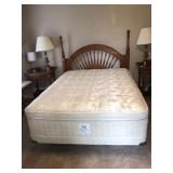 Solid oak queen headboard w/ Seally mattress