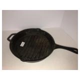 Cast iron double spout grill pan 12in