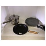 2 skillets and double boiler