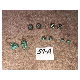 Turquoise western style earrings 5 pairs