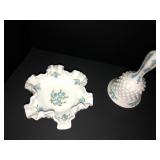 Fenton handpainted 5in bonbon and 6in bell