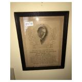 1922 Woodrow Wilson foundation framed 10x13