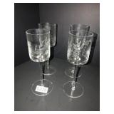 4 etched goblets