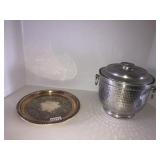 Silverplate tray and hamm. alum. ice bucket *dents