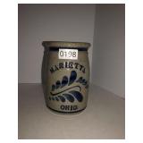 Marietta, OH stone crock signed 6in tall