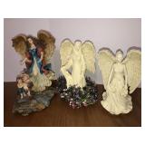 3 resin angel decor figurines (1 music box)