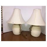 Ceramic lamp with leather decor X2
