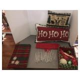 Tote with misc Christmas decor