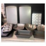 Cookie sheets, muffin pans, cake pans, bread pans
