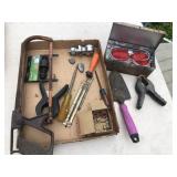 Chain saw file, hacksaw, clamps, hitchball 2'