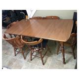 Tell City kitchen table w/ 6 chairs and leaf