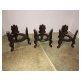 3 cast iron candle holders 7in tall