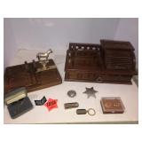 Men's jewelery box with misc jewelry and other