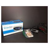 Smartset alarm clock,hearing aide w/batteries,misc