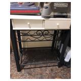 2 drawer shop table with metal legs and frame
