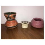 Native American vase (chip), toothpaste jar, vase