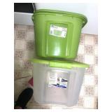 2 totes with lids 10gal and 40qt