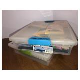 2 small totes with coloring supplies and paper