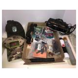 2 hats, pet toenail files, audio receiver, misc
