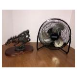 Resin horse Native American, desk fan, pumpkins