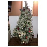 4ft decorated flocked lighted Christmas tree