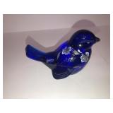 Fenton cobalt handpainted 25th anniversary bird