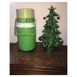 Half gallon thermos and Christmas tree decor