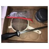 Sharpening steel, handmixer, ice stick trays,misc