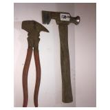 Roofing drywall hammer and fence pliars