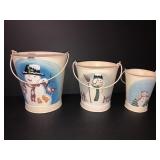 3 piece toll painted metal buckets