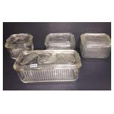 4 Federal glass refrigerator bowls with lids