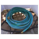 Rubber garden hose and 2 planter baskets