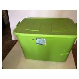 Sterilite 32 gal tote with misc Christmas