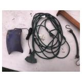 Extension cord, book rack, whisper air pump