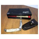 Schrade Scrimshaw handle knife w/ sheath USA