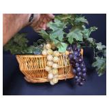 Plastic fruit w/ basket w/wrought iron basket
