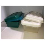 3 small plastic containers and extra lids