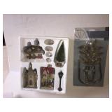 Christmas villafe piecs and curtain holdback set