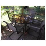 Wrought aluminum patio 4 chairs &table glass top