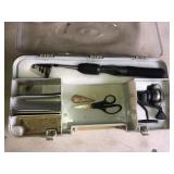 Tackle box with fishing reel and rod Shakespeare